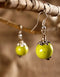 Single Blue Pottery Bead Earrings (Lime Green)
